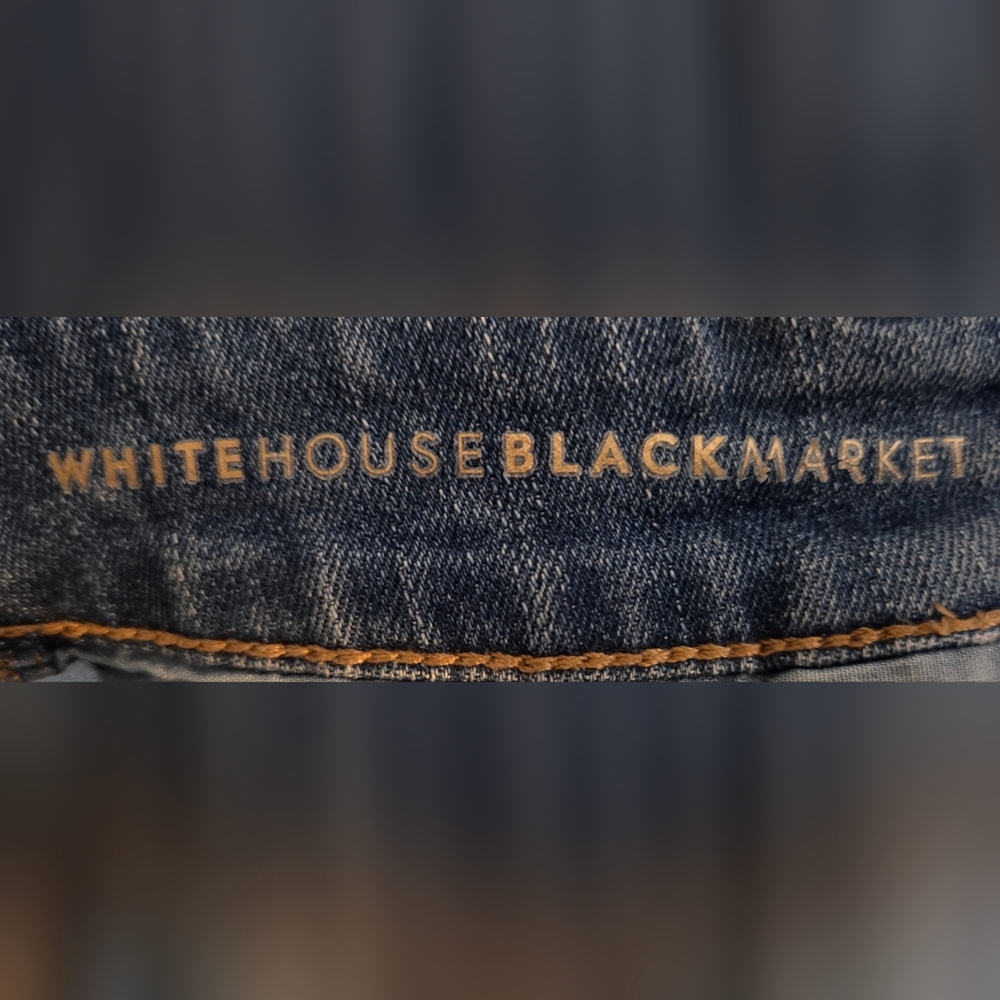 WHBM Light Blue Women's Slim Jeans With Faux Leather Trim Size 00 - Picture 16 of 16